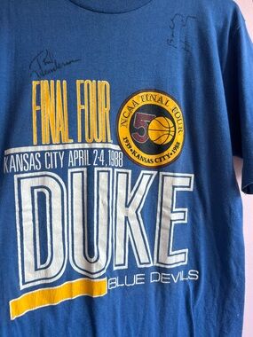 Vintage 1988 NCAA Duke Blue Devils Final Four T-shirt Autographed